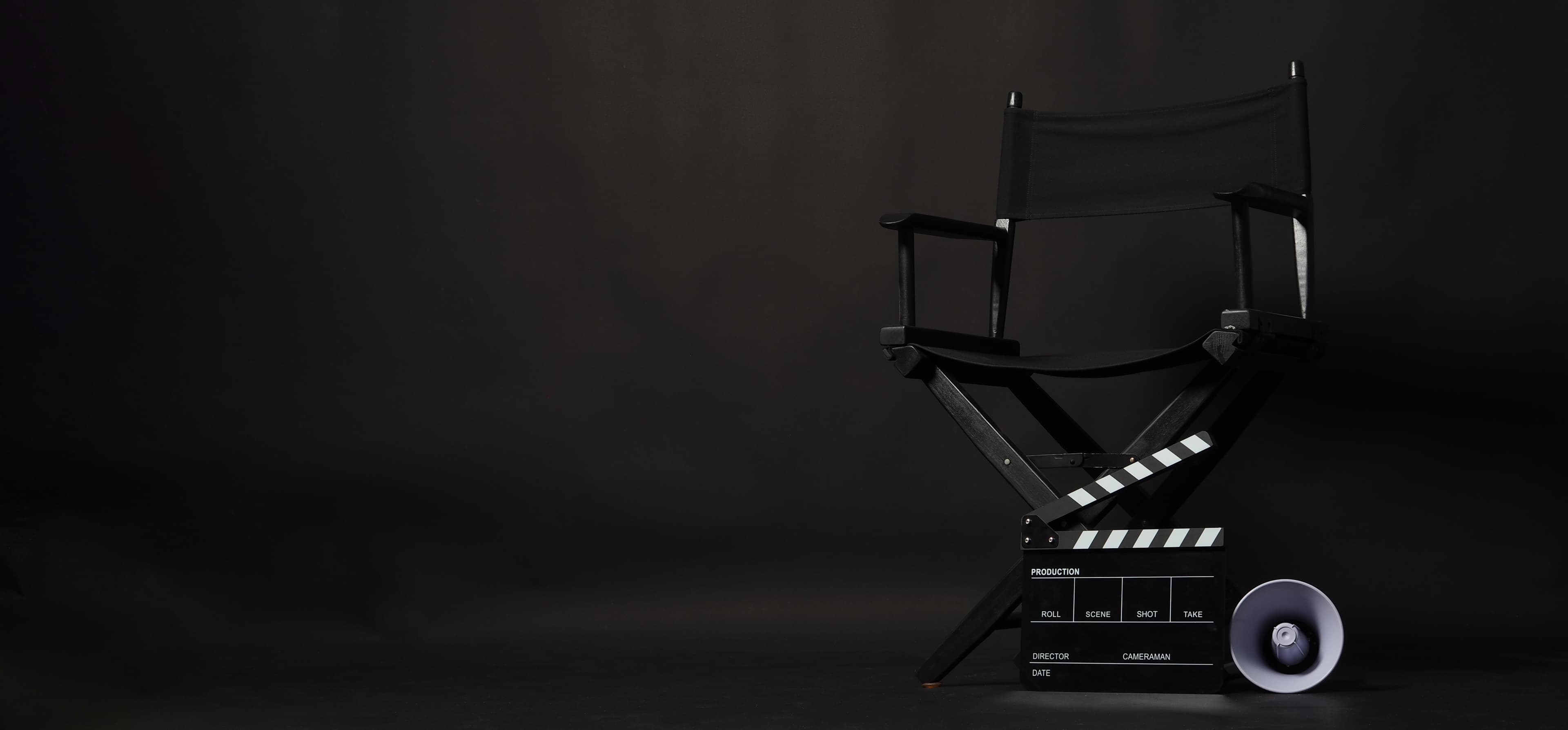Director chair and clapper board